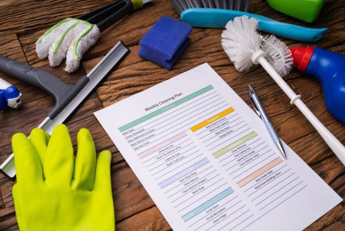 What should a cleaning schedule include